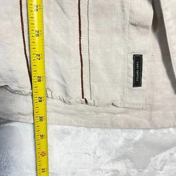 Tommy Bahama Island Soft Linen Shirt Mens M Button Up Long Sleeve Brown Beach - Picture 7 of 8